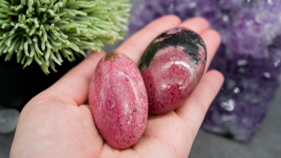 High Quality Deep Pink Rhodonite Crystal Palmstone Pocket Worry Stone ...