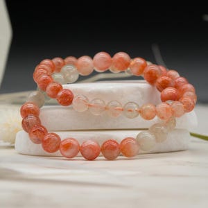 Sunstone Round Beaded Bracelet 8 mm Crystal Jewelry Gift Spiritual Healing Charm Boho Style Wrist Decor Energy Balancing Accessory Classy