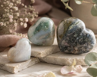 Ocean Jasper Heart Crystal Decor Spiritual Gift Meditation Stone Energy Balancing Gem Heartfelt Present Nature Inspired Display Piece