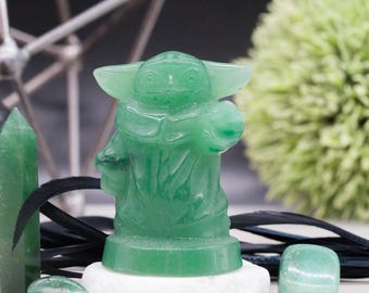 Green Aventurine Baby Yoda Crystal Figurine Spiritual Jedi Master Starwars Fan Decor Wisdom Guide Statue Energy Balancing Crystal Display