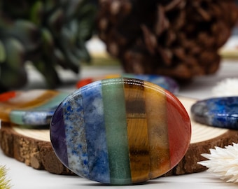 Regenboog 7 chakra's zak zorgensteen natuurlijke genezing kristal meditatie ontspanning stress yoga cadeau kalmerende energie spirituele trinket