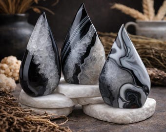 黒と青の花瑪瑙の炎 - Etsy 日本