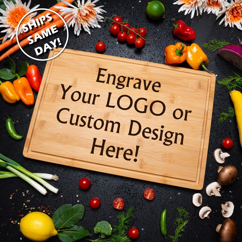 Custom Logo Cutting Board Personalized Charcuterie Gift Realtor Closing Present Business Branding Laser Engraved Wedding Anniversary Gift image 1