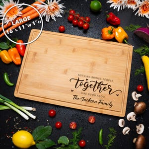 Engraved Bamboo Cutting Board Custom Personalized Charcuterie Tray Kitchen Decor Gift Idea Housewarming Present Family Gathering Keepsake