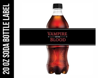 Vampire Blood Label, Halloween Soda Bottle Label, Printable Soda Label, Soft Drink Gift, Halloween Printable Accessory, Soda Wrapper