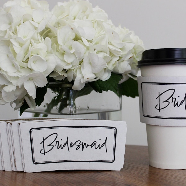 Bridal Party Getting Ready, Coffee Cup Sleeve, Morning of Wedding Coffee, Wedding Coffee Cups, Wedding Coffee Accessory, Medium Bridal Party