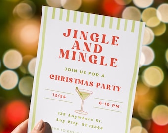 Weihnachten Party einladen, Urlaub Party einladen, Weihnachten Party einladen, Jingle and Mingle, Jingle & Mingle, Martini Einladung,