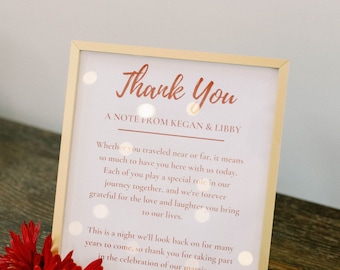 Thank You Wedding Signage, Special Note Template (Digital Download)