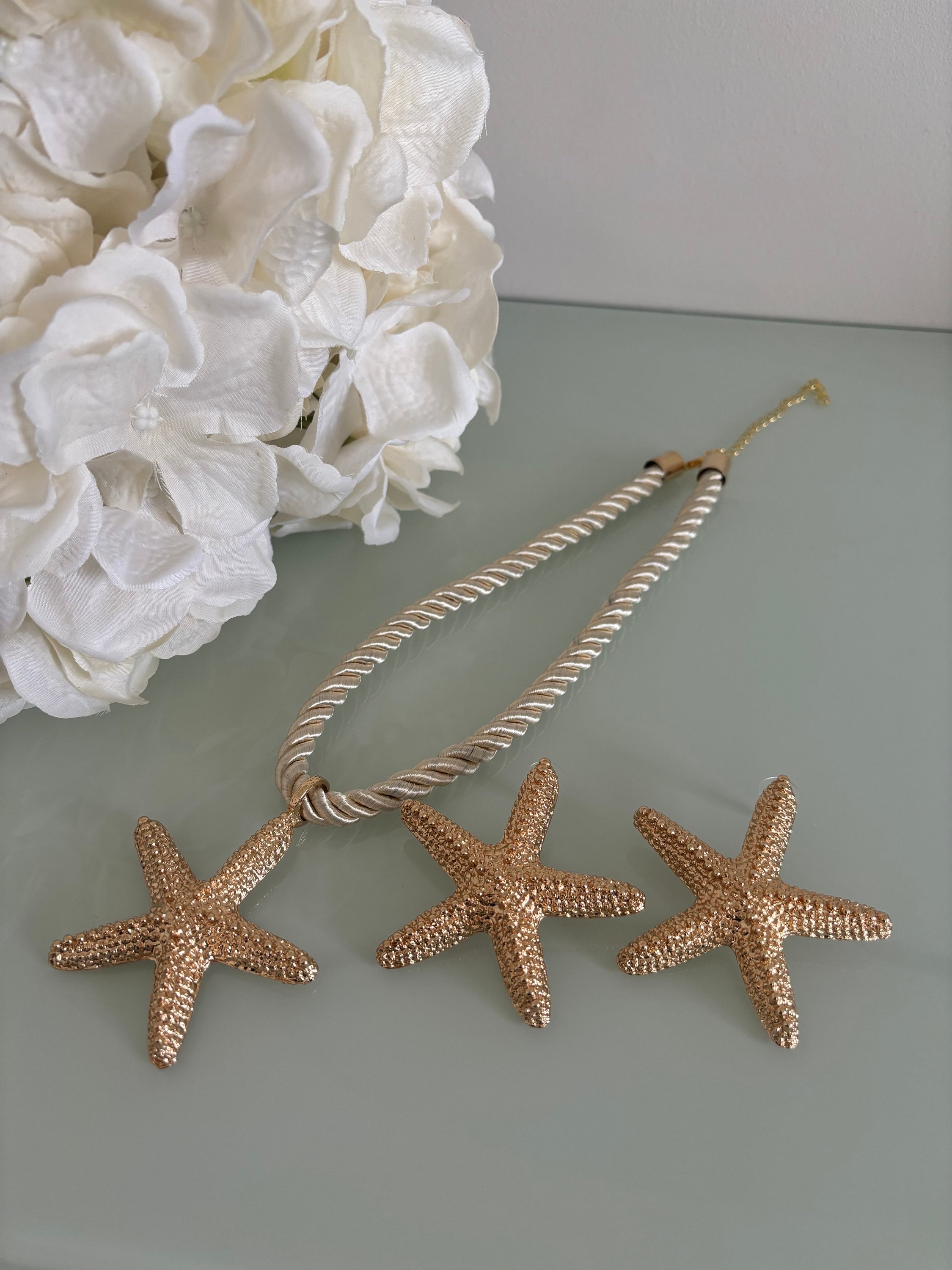 Starfish necklace and earring set deals