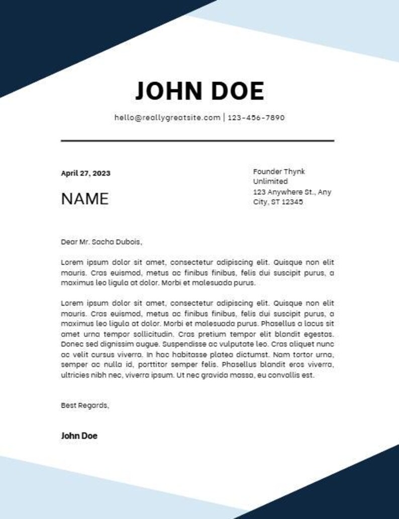 Professional Cover Letter Template Editable In Canva Instant Professional Cover Letter Template Editable In Canva Instant