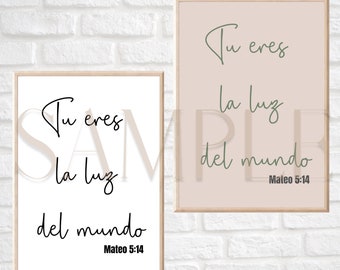 Mateo 5:14 | Spanish Bible Verse | Gifts in Spanish | Digital Prints
