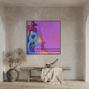 Original Purple Abstract Painting: Colorful Wall Art