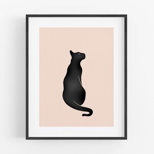 Black Cat Wall Decor - Halloween & Fall Printable - Watercolor Wild Cat Wall Art - Minimalist Tropical Jungle Decor - Digital Download