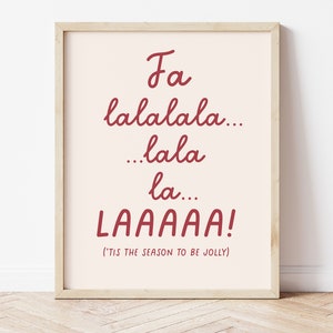 Christmas Fa La La funny Printable - Fun Holiday Wall Art - Kalligraphie Typografie Print - Weihnachtsposter - &#39;Tis the Season to be Jolly