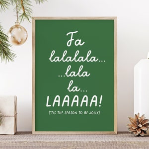 Weihnachten Printable - Fa La La - Fun Holiday Wall Art - Minimalistischer Typografie Druck - Lustiges Weihnachtsposter - &#39;Tis the Season to be Jolly