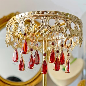 Red Garnet Ghibli Earrings, Wedding Earrings Red Birthstone Jewelry, Minimalist Girlfriend Valentine Gift, Bridesmaid Jewelry, Gift For Mom