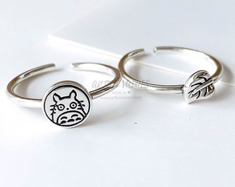 Sterling Silver Ghibli Chinchilla Ring Cute Animal Pet Lover Ring, Birthday Gift For Her, Silver Adjustable Ring Pet Lover Aesthetic Jewelry