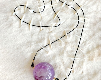 Shikon Jewel Amethyst Anime Cosplay Birthstone Necklace, Japan Kimono Jewelry Crystal Necklace Valentine Gift Idea Wedding Jewelry for Her