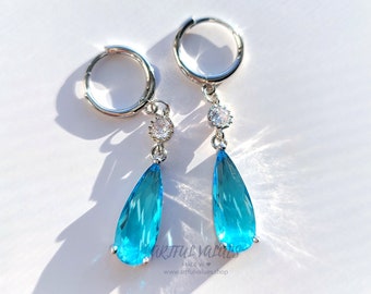 Boucles d’oreilles Howl’s Sophie Blue Sterling Silver Crystal Wedding Dangle Jewelry, Cadeau d’anniversaire de petite amie, Cadeau d’anniversaire Anime Cosplay Bijoux