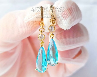 Boucles d’oreilles Howl’s Sophie Blue Crystal Gold Vermeil Wedding Dangle Jewelry, Cadeau d’anniversaire de petite amie, Cadeau d’anniversaire Anime Cosplay Bijoux