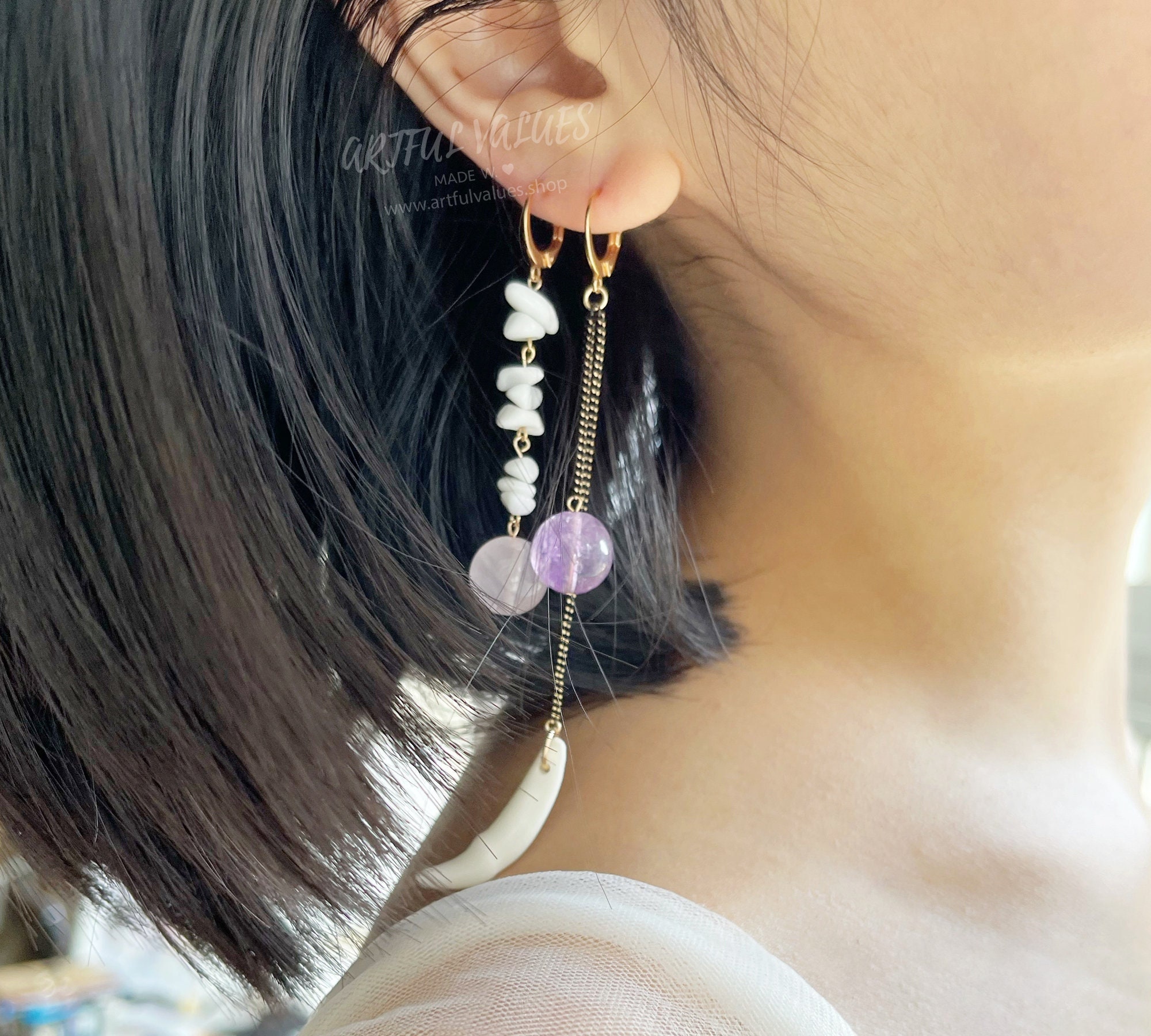 Anime Earrings Shikon Jewel Gemstone Dangle Wedding Jewelry Minimalist Earrings Personalized Gifts For Her, 14k Gold Filled Hoop Earrings
