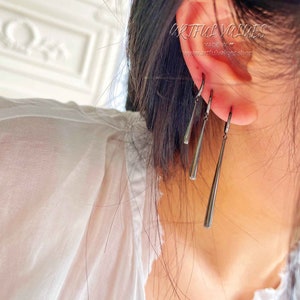 Black Dangle Earrings Anime Cosplay Jewelry High Quality Hypoallergenic Solid Silver Earrings, Minimalist Wedding Jewelry Boyfriend Gift zdjęcie 6