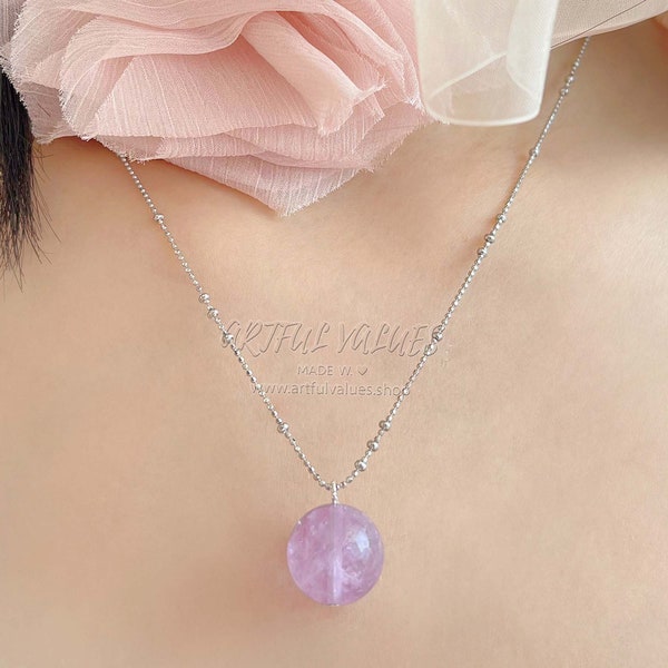 Amethyst Shikon Jewel Necklace Sterling Silver Chain, Valentine Jewelry Gift Anime Fan, February Birthstone Jewelry Wedding Necklace For Her
