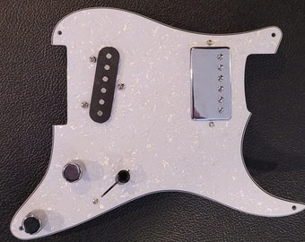 Strat Pickguard (only) - Tele bridge and humbucker pickup route, 2 knobs and switch