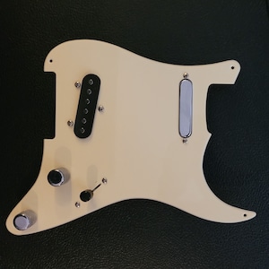 Strat Pickguard (only) - Tele bridge and neck pickup route, 2 knobs and switch