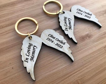 funeral favors personalized on angel wings keychain celebration of life memorial favors service for guest in bulk, sympathy gifts favor