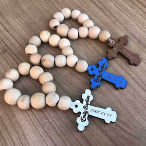 Rosary religious favors baptism first communion favors confirmation christening gift for guests  favors for guest personalized wooden cross
