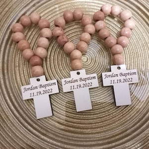 25 PCS Baptism favors confirmation,first communion favors for guest bulk baptism rosary favors for guest personalized cross rosary favors