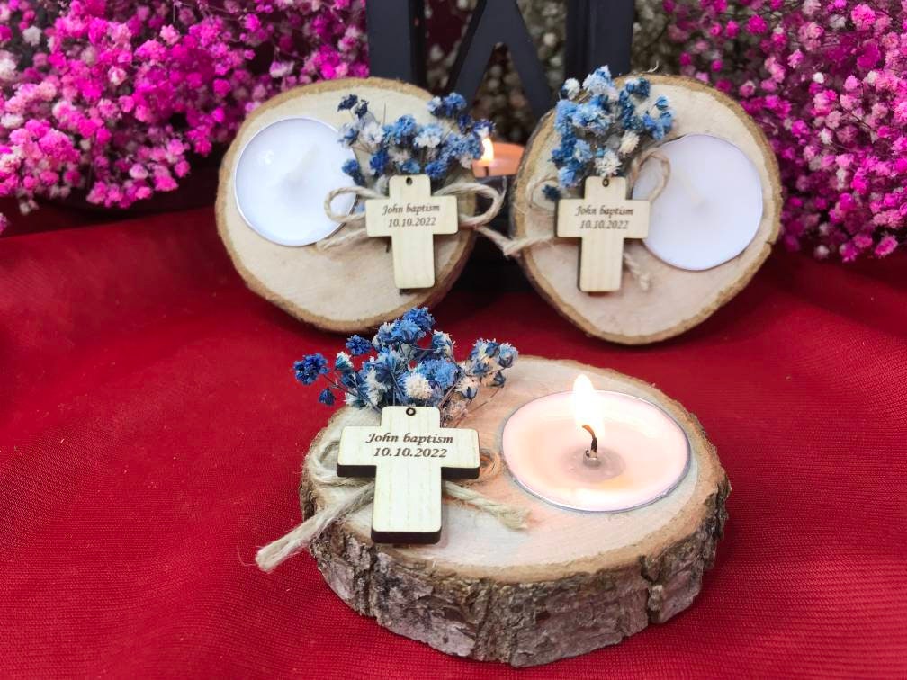 50 PCS personalised baptism Christening gift favours first communion candle favours boy or girl,baptism favor baptism party favors for guest