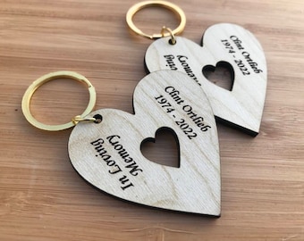 Personalized Heart Keychain, Funeral Memorial Favors