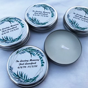 Funeral favors 2 oz soy scent candle In loving memories funeral memorial service favor personalized  candle bulk guest,celebration of life
