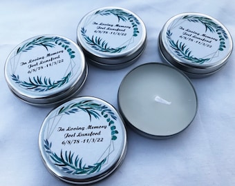 Candele commemorative personalizzate, candela di soia "In Loving Memory", regalo per gli ospiti del funerale.
