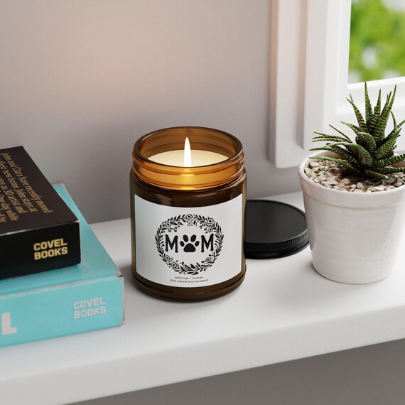 Pet Lover Scented Candle, Dog Mom Gift, Soy Candle in Amber Jar, Multiple Sizes, 6 Scents Available