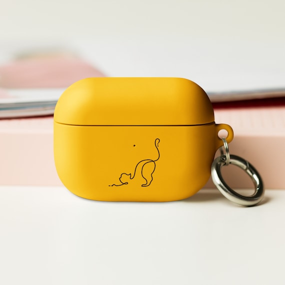 Hand-Drawn Cat Stretch Art AirPods Pro Case with Personalized Name - Compatible with Regular and Pro
