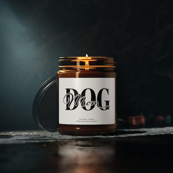 Soy Candle, Dog Mom Candle with 6 Scents and 2 Sizes - Perfect Pet Lover Gift, Scented Candle, Amber Jar Candle, Pet Owner Gift, Animal