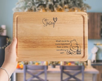 Engraved Winnie The Pooh Chopping Board - Winnie The Pooh Serving Board - Pooh and Piglet Kitchen Decorations - Personalised Cutting Board