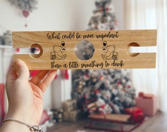 Winnie The Pooh Wine Glass Holder - Wooden Wine Bottle Holder - Personalised Wine Gift - Pooh Engraved Best Friend Gift - Wine Rack Alcohol