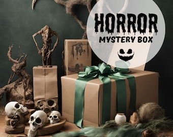Caja misteriosa de terror - Juego de regalos espeluznantes - Caja temática de película de terror personalizada Paquete Lucky Dip - Decoración sorpresa del hogar de brujas - Adornos aterradores