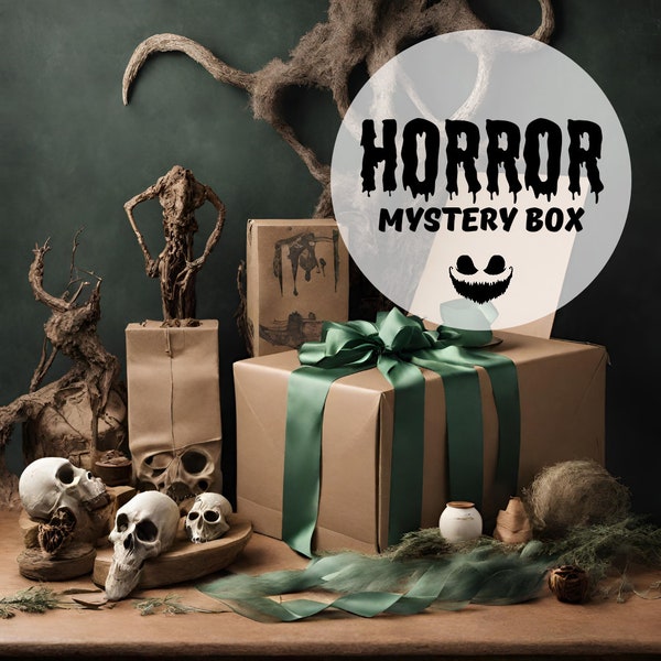 Horror Mystery Box - Spooky Gift Set - Personalised Horror Movie Theme Box Lucky Dip Bundle - Surprise Witchy Home Decor - Scary Ornaments