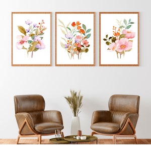 Set of 3 Wildflower Prints, Floral Wall Art, Botanical Print, Watercolor Print, Floral Art Print, Flower Art Print, Flower Wall Art