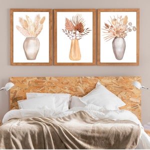 Watercolor Botanical Print Set of 3, Floral Printable Art, Gallery Wall art, Wild Flowers Art, Floral Farmhouse Art, Modern Home Decor Art