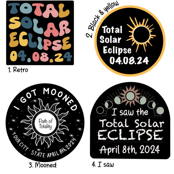 Total Solar Eclipse Stickers - waterproof - 3 inches