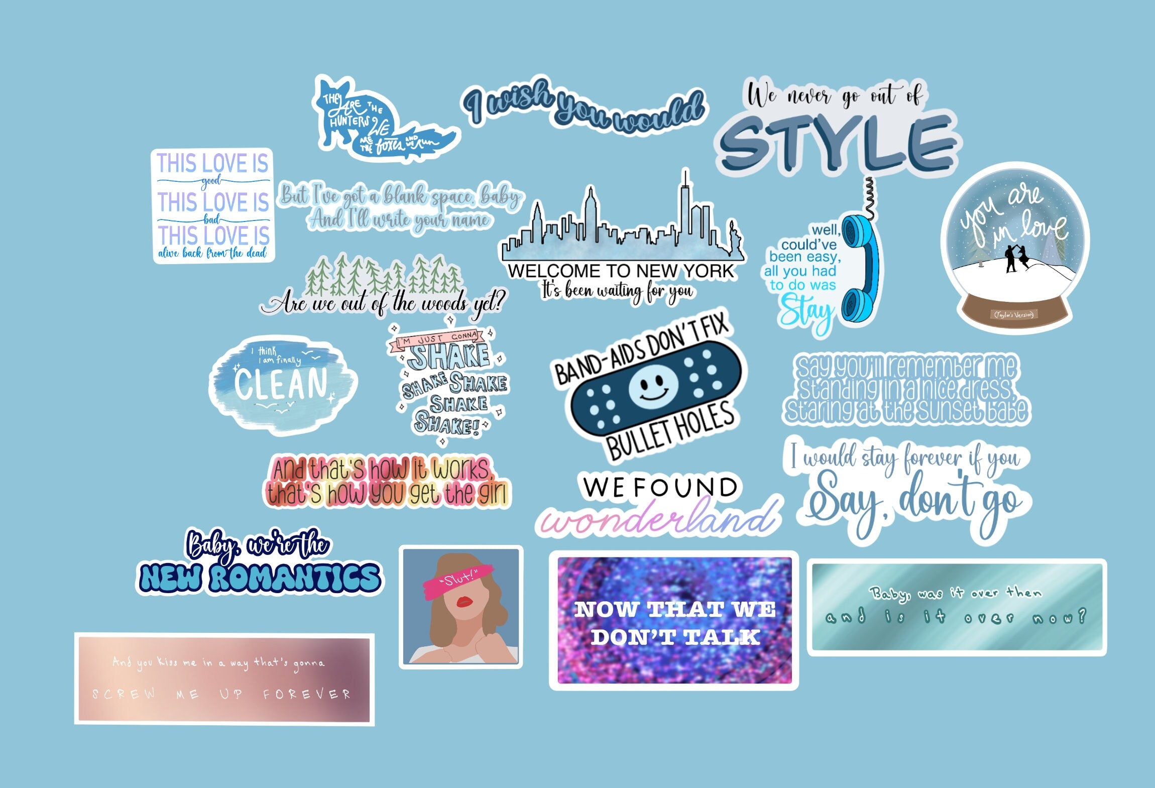TBKOMH Valentine's Day Gifts,Taylor Swift,Taylor Swift 1989,Taylor Swift  Stickers,100 Pack Stickers, Waterproof Stickers, Scrapbook Stickers, Cute  Trendy Music Stickers 