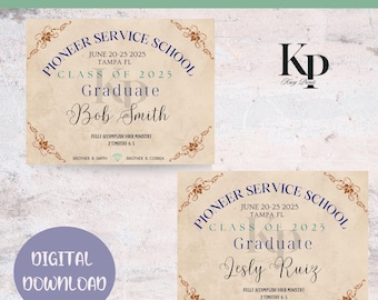 Pioneer School Graduation Diploma - Personalized Digital Download | Custom JW Diploma Gift