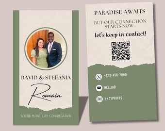 Personalized JW International Convention 2026 Contact Cards | Eternal Happiness | Photo, QR Code & Map Design