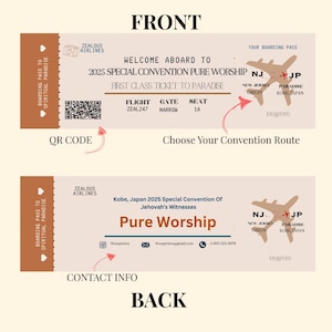 Segnalibro personalizzato per la carta d'imbarco con download digitale – Convenzione speciale JW 2025 / Pura adorazione /